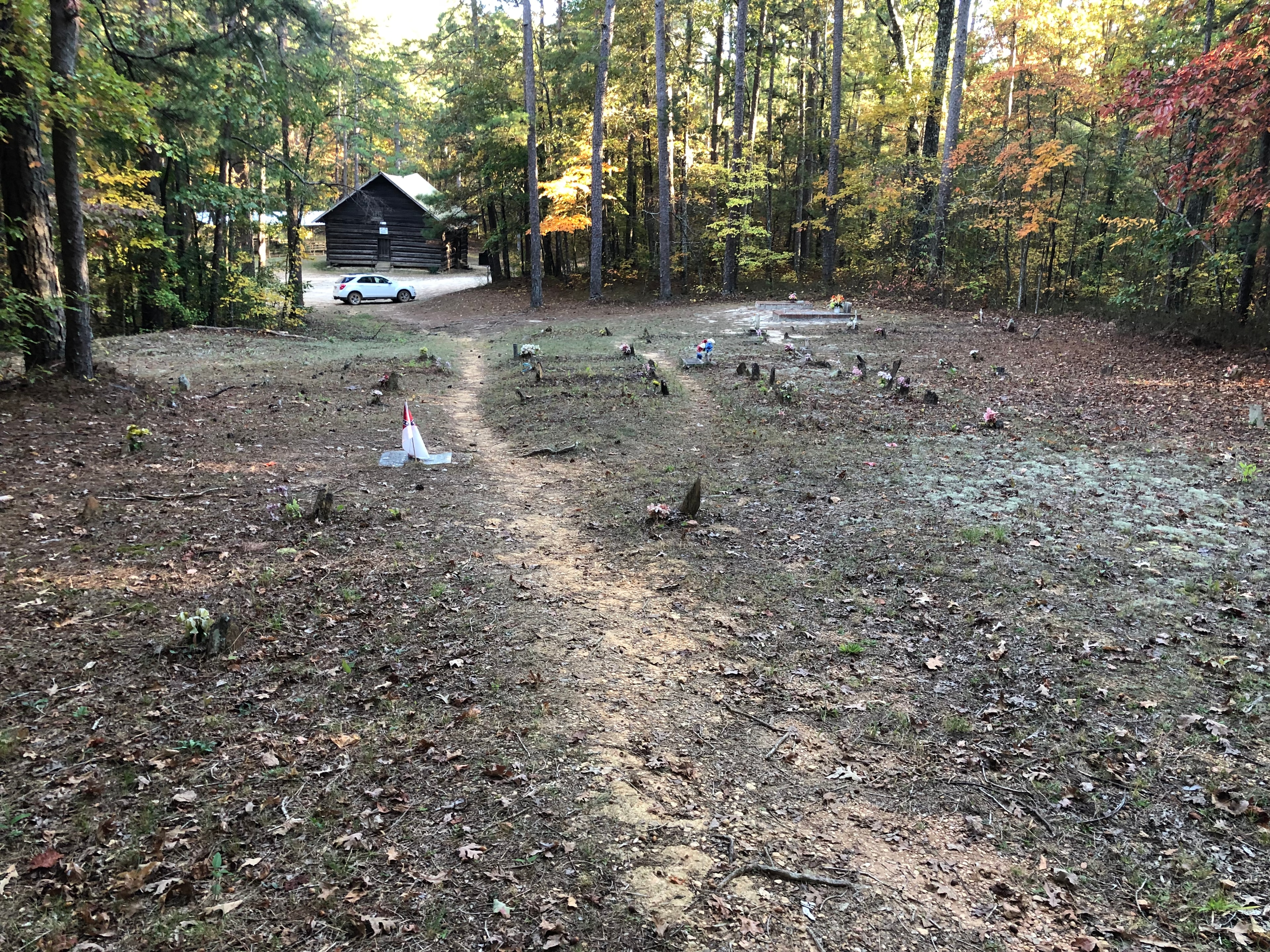 View of the graveyard from the Pinhoti Trail. Most graves are not marked.